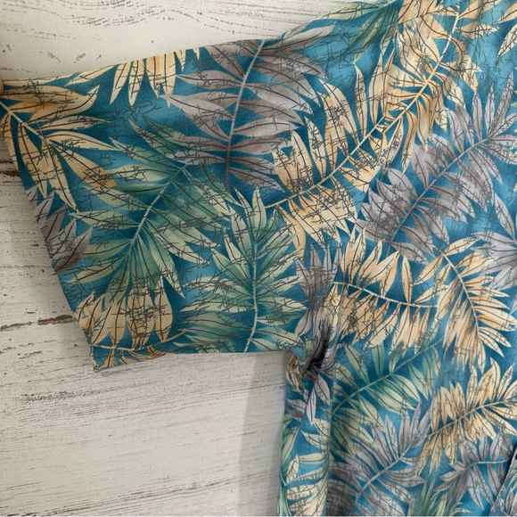 VINTAGE 80s TORI RICHARD HONOLULU Leaf Tropical Hawaiian Shirt L Made in USA - Picture 4 of 8